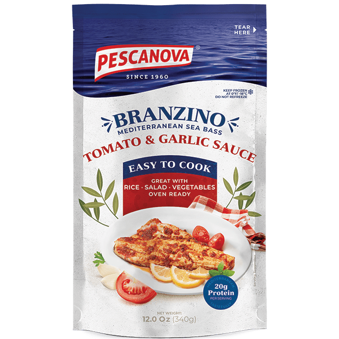 Branzino with Tomato & Garlic Sauce