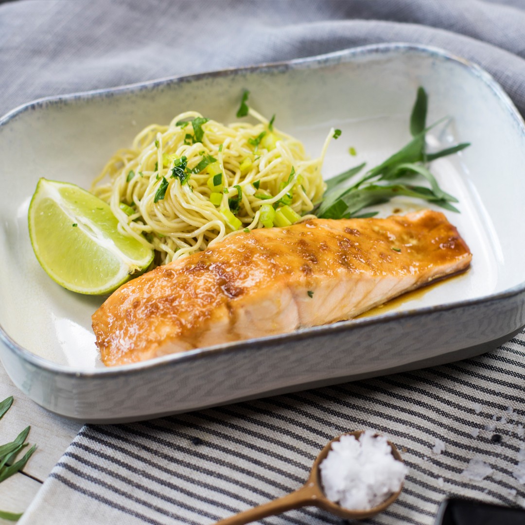 Teriyaki Salmon with Spaghetti