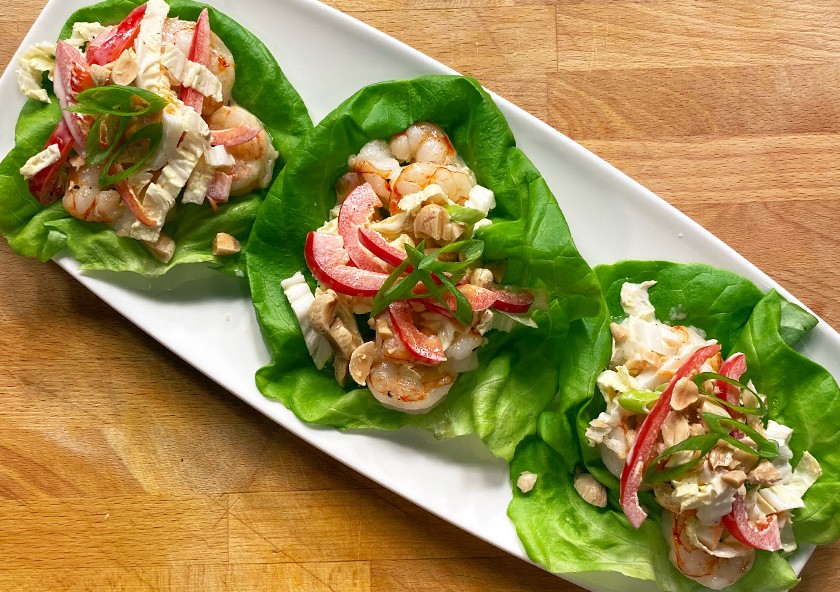 Roasted Argentine Red Shrimp in Lettuce Cups