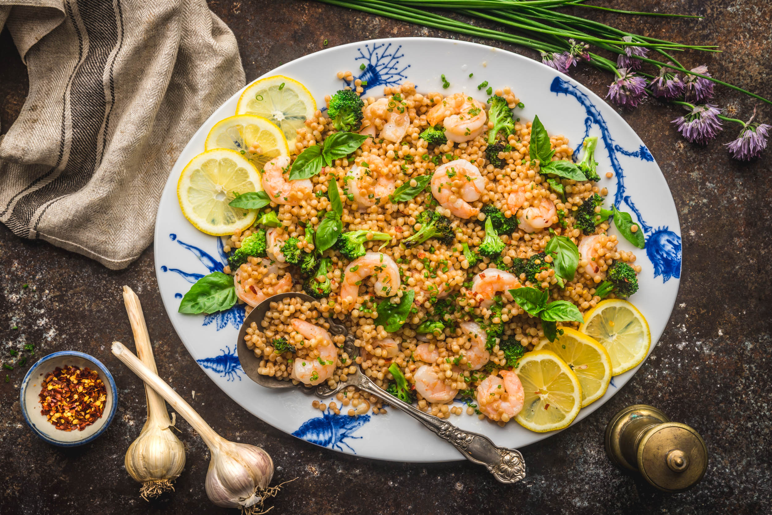 Butter & Garlic Shrimp with Couscous and Broccoli