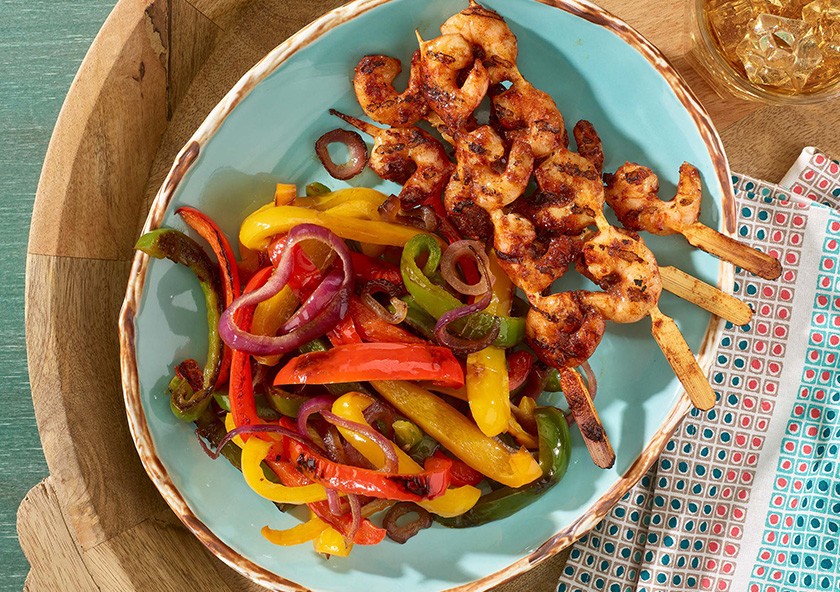 Chipotle BBQ Shrimp Skewers with Peppers